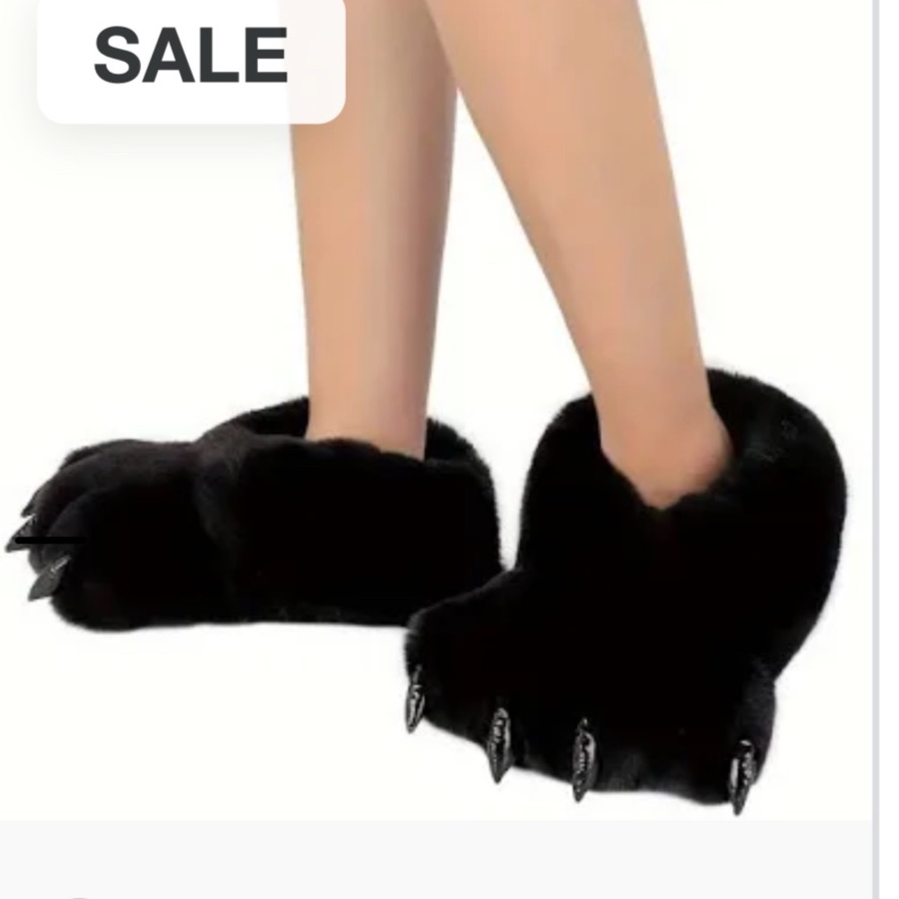 Black Monster Paw Slippers